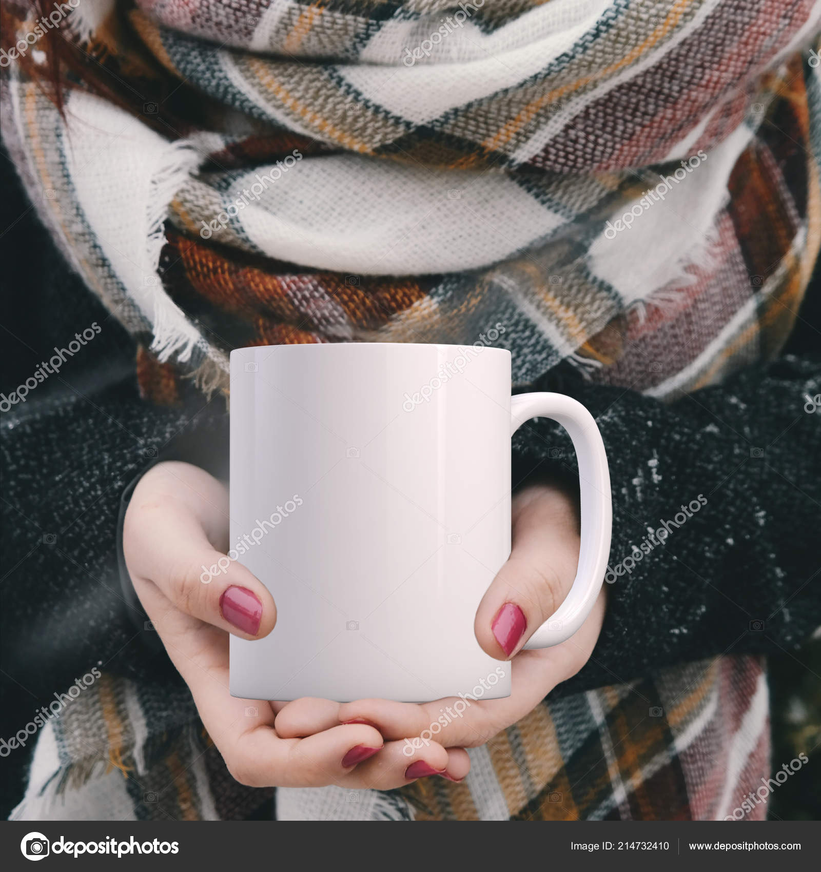 Winter Mug Mock White Blank Coffee Mug Add Custom Design Stock Photo by  ©Capdesign 214732410